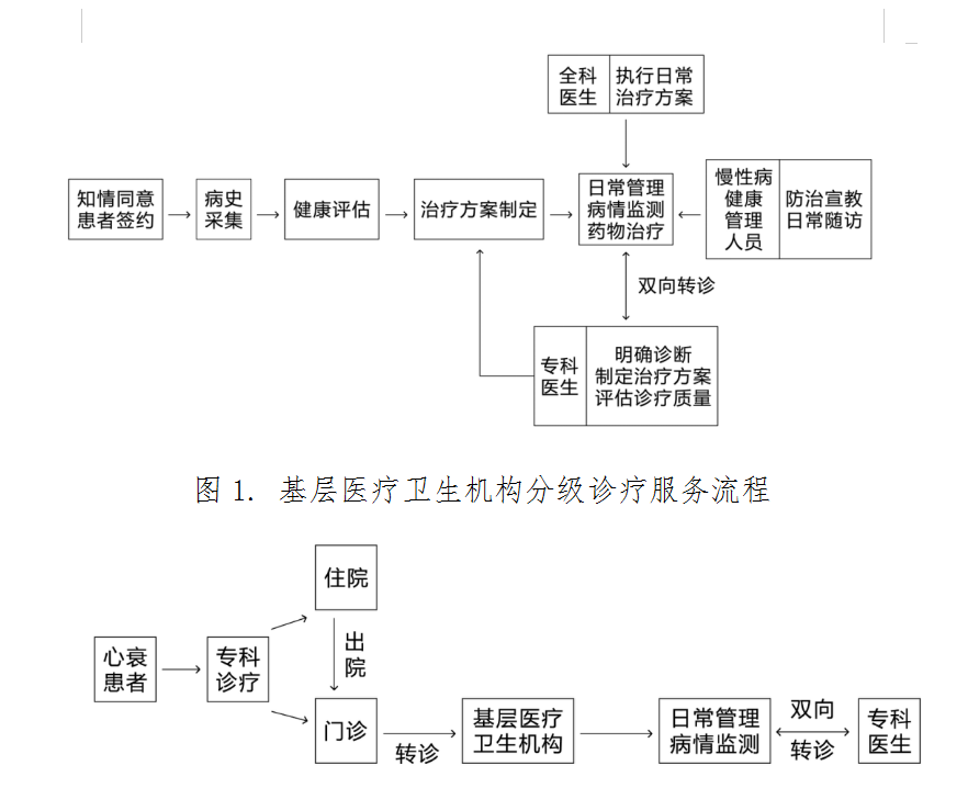 心力衰竭分级诊疗重点任务及服务流程图 