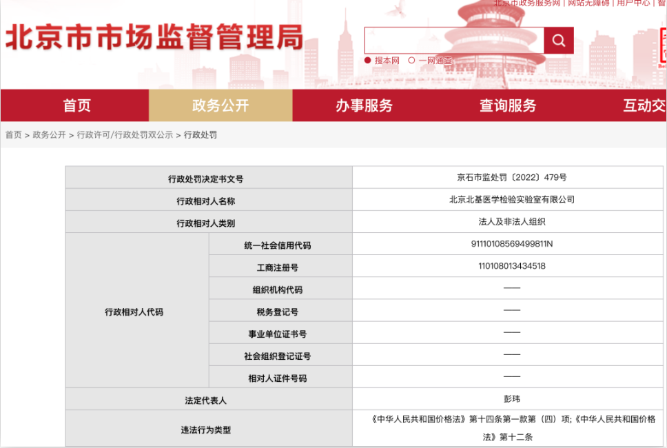 不执行政府指导价，北京一核酸检测机构被罚